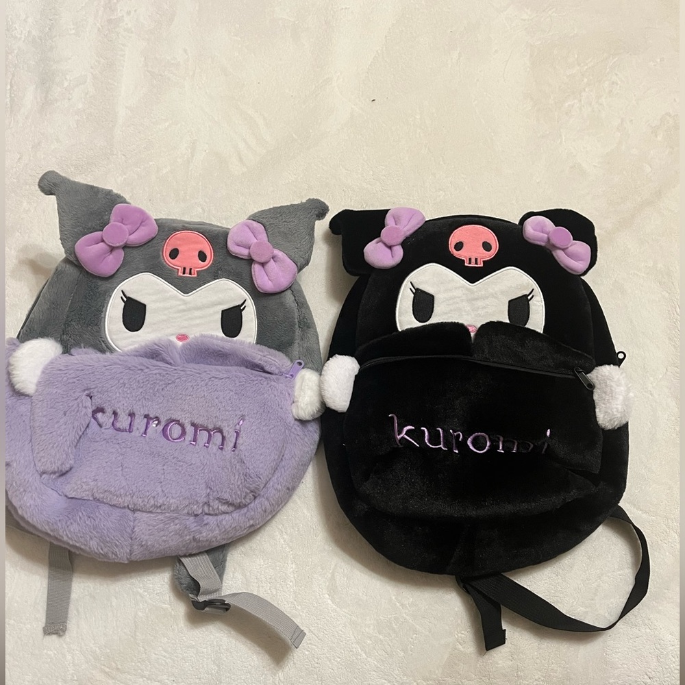 Plush Kuromi backpacks black and purple $27 each lemme know if interested